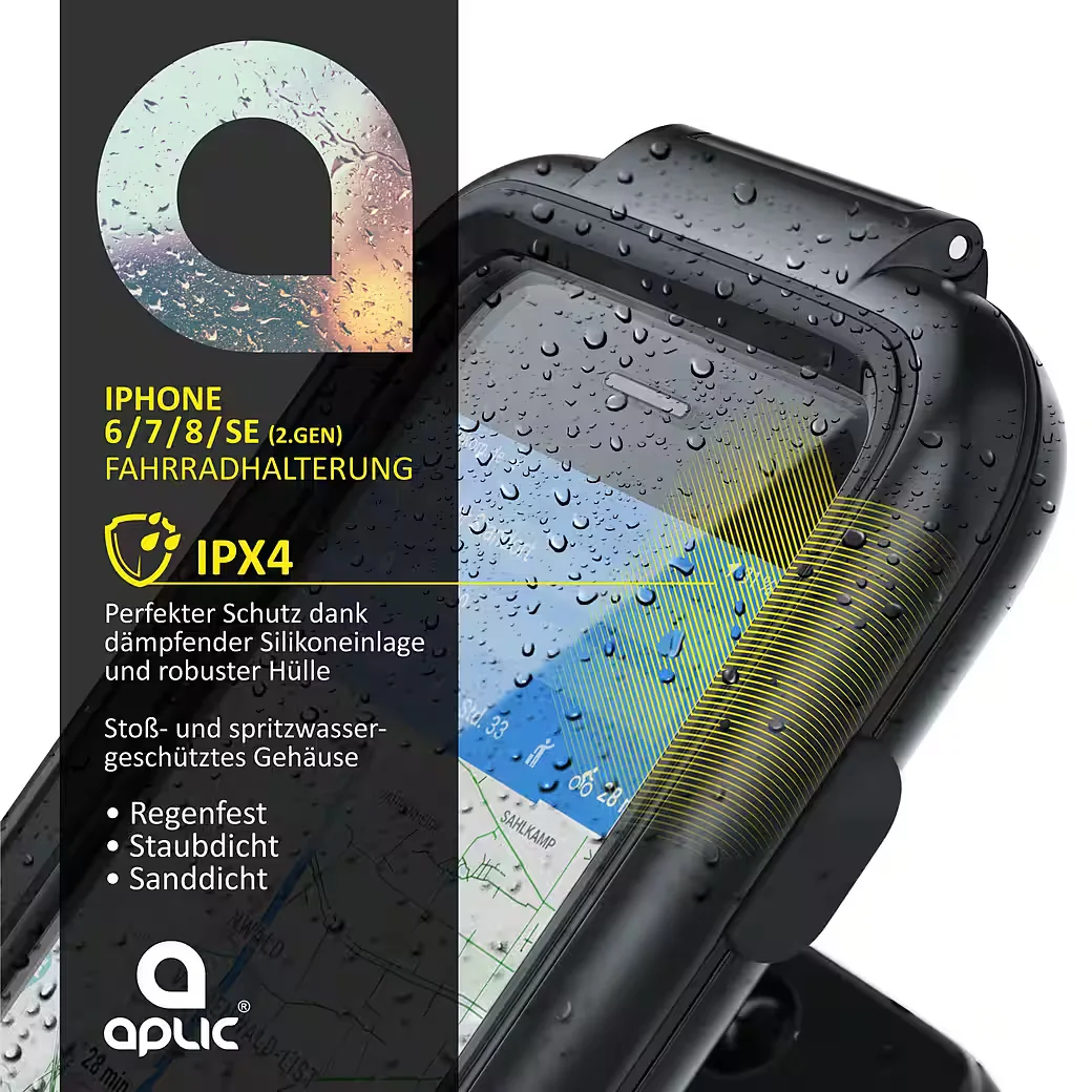 APLIC Fahrradhalterung wasserabweisend für iPhone 6/6s/7/8/SE 2/3