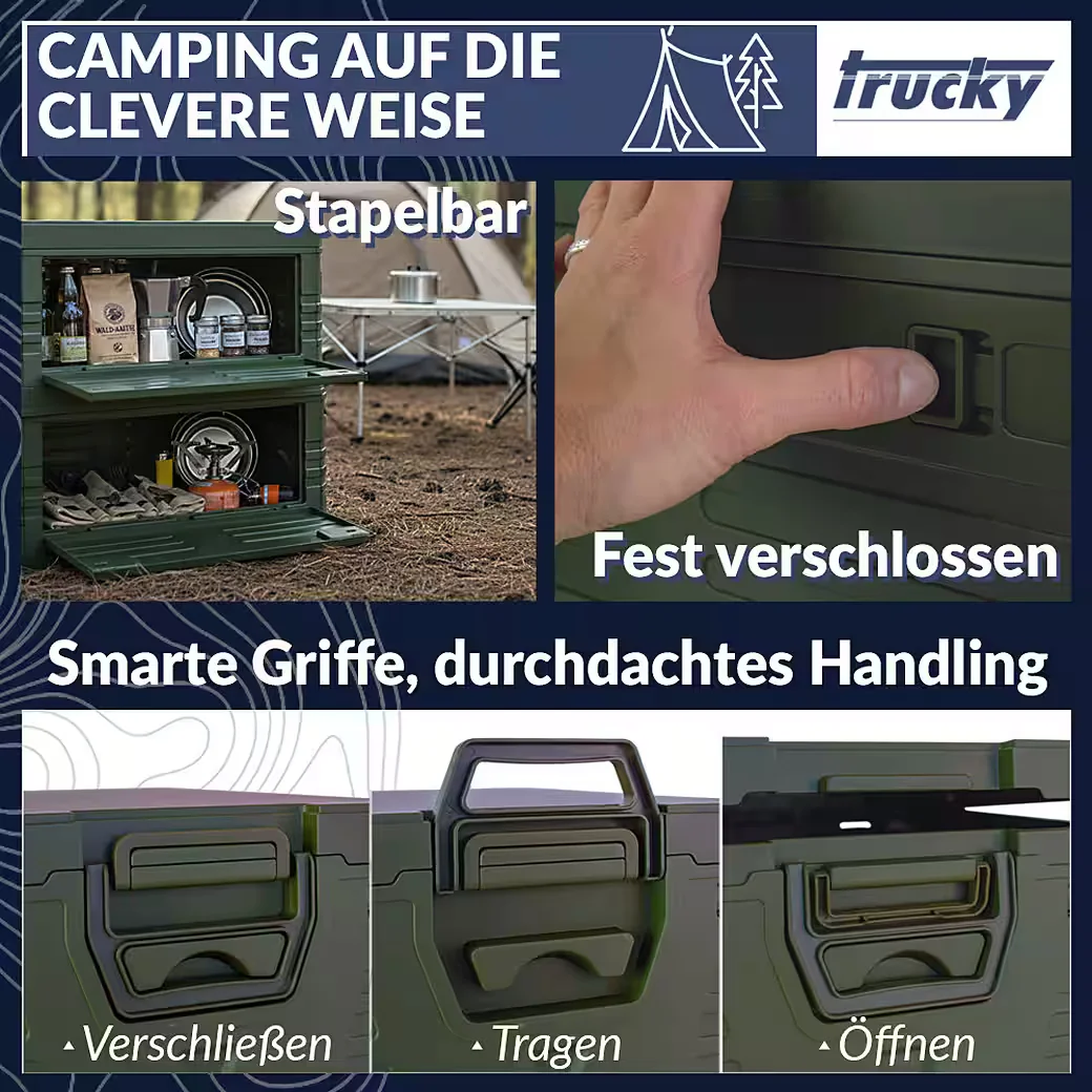 TRUCKY Faltbox 45 L Klappbox Klappkiste Camping 53x36x29 cm Grün