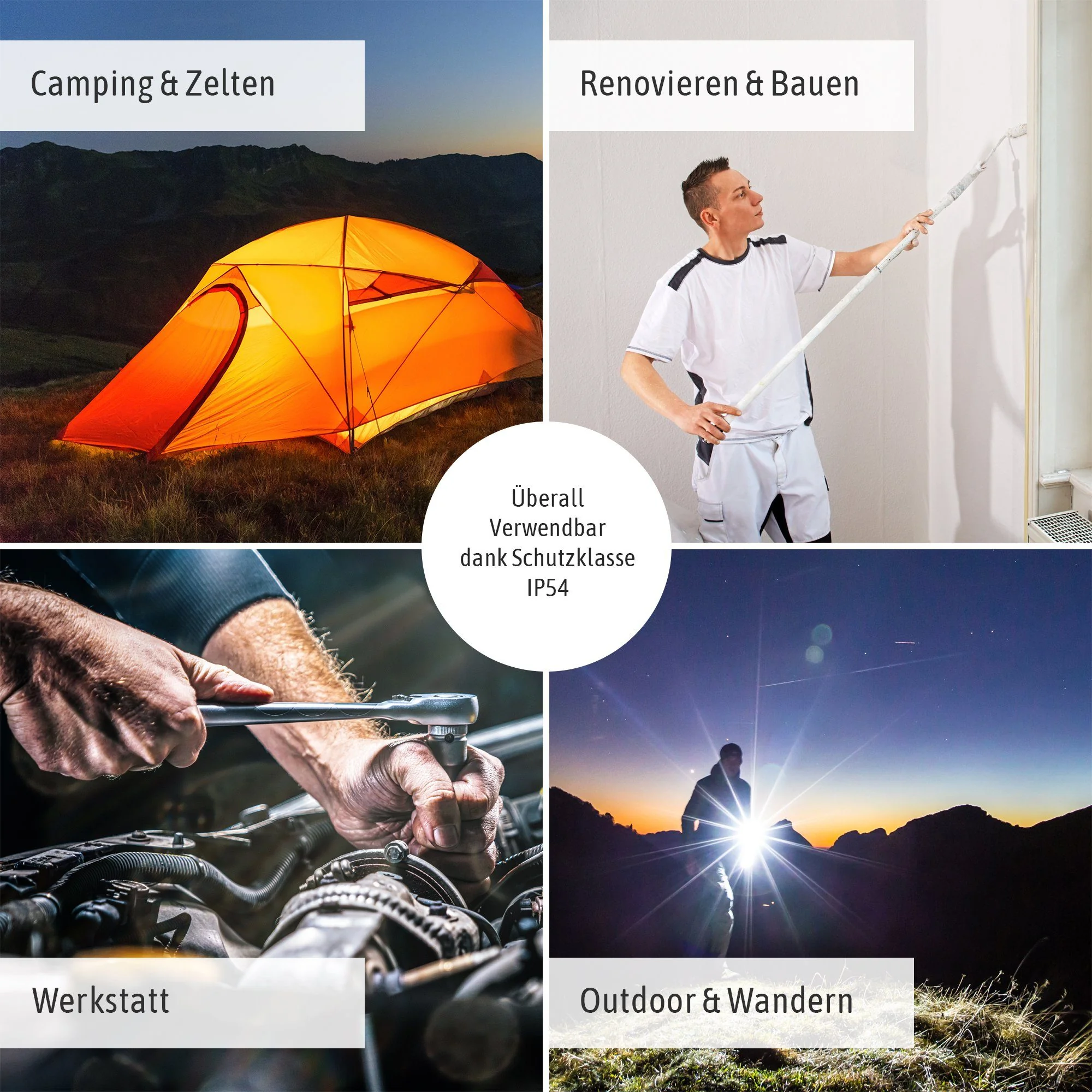 SSC-LUXON Akku-LED-Baustrahler 10W mit USB-Powerbank Gartenstrahler