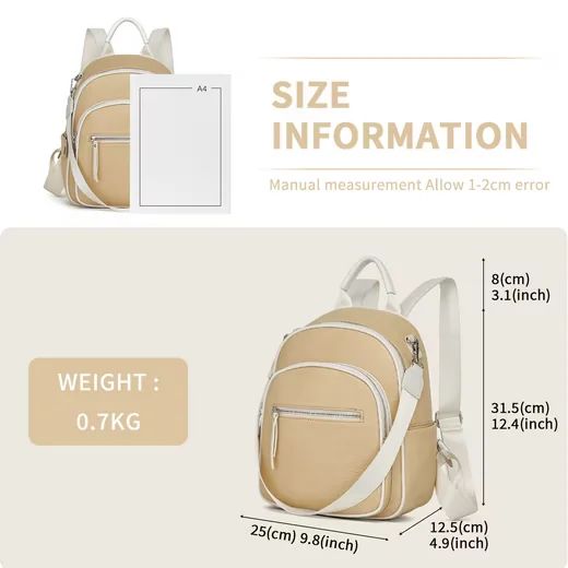 MISS LULU Damenrucksack Tagesrucksack klein PU Leder wasserdicht