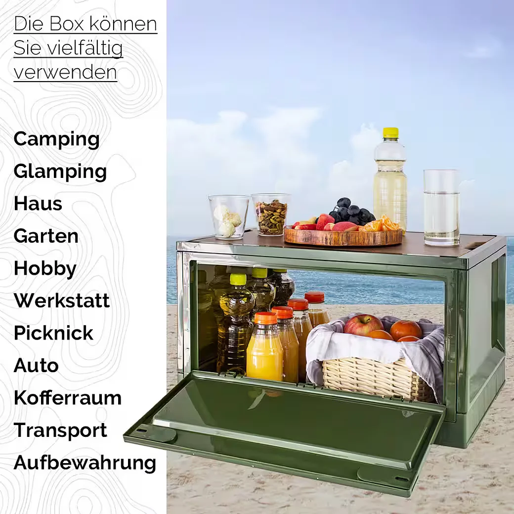 TRUCKY Faltbox 45 L Aufbewahrungsbox Camping Grün 50x35x29 cm