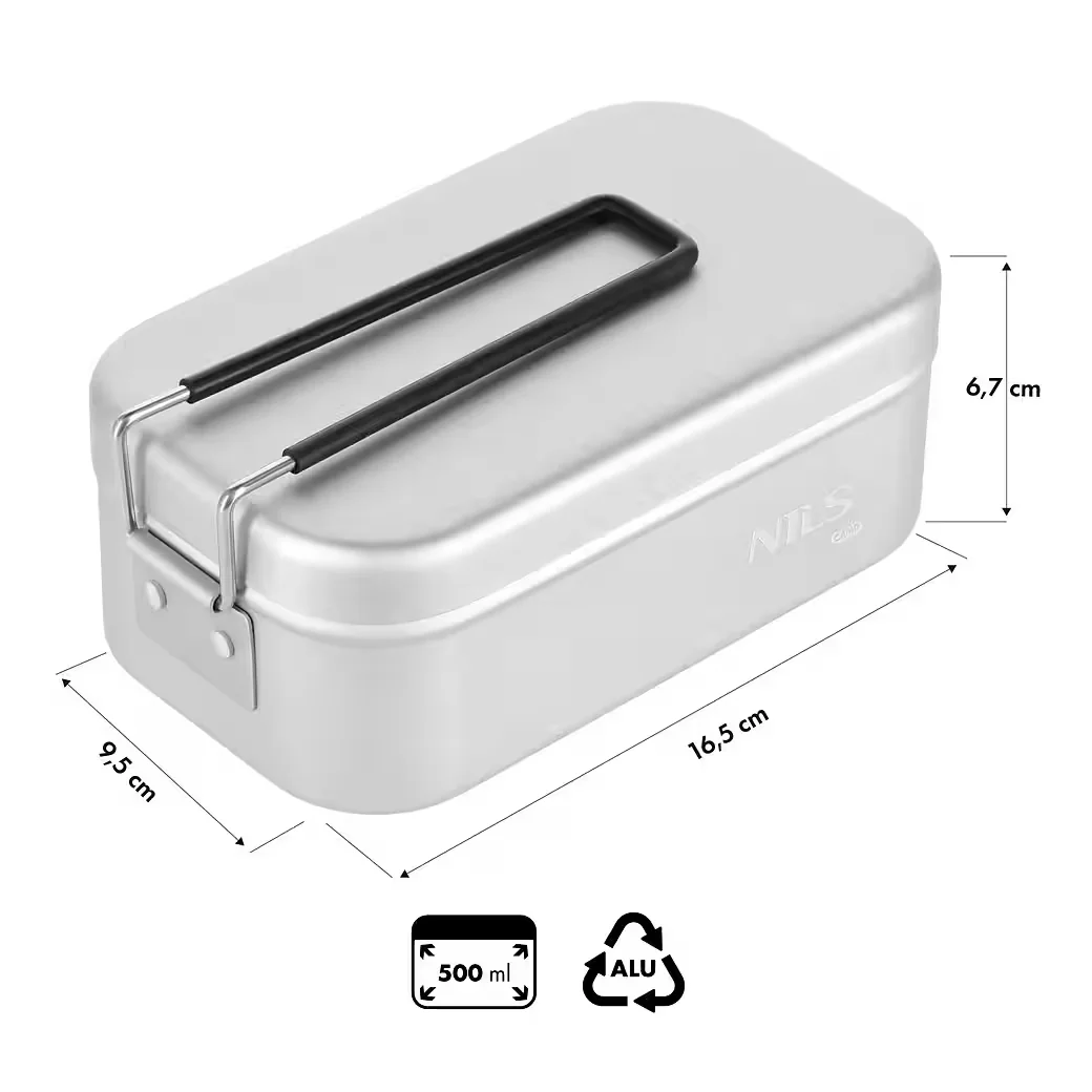 NILS CAMP Camping Aluminium Lunchbox 800 ml zum Kochen und Aufbewahren