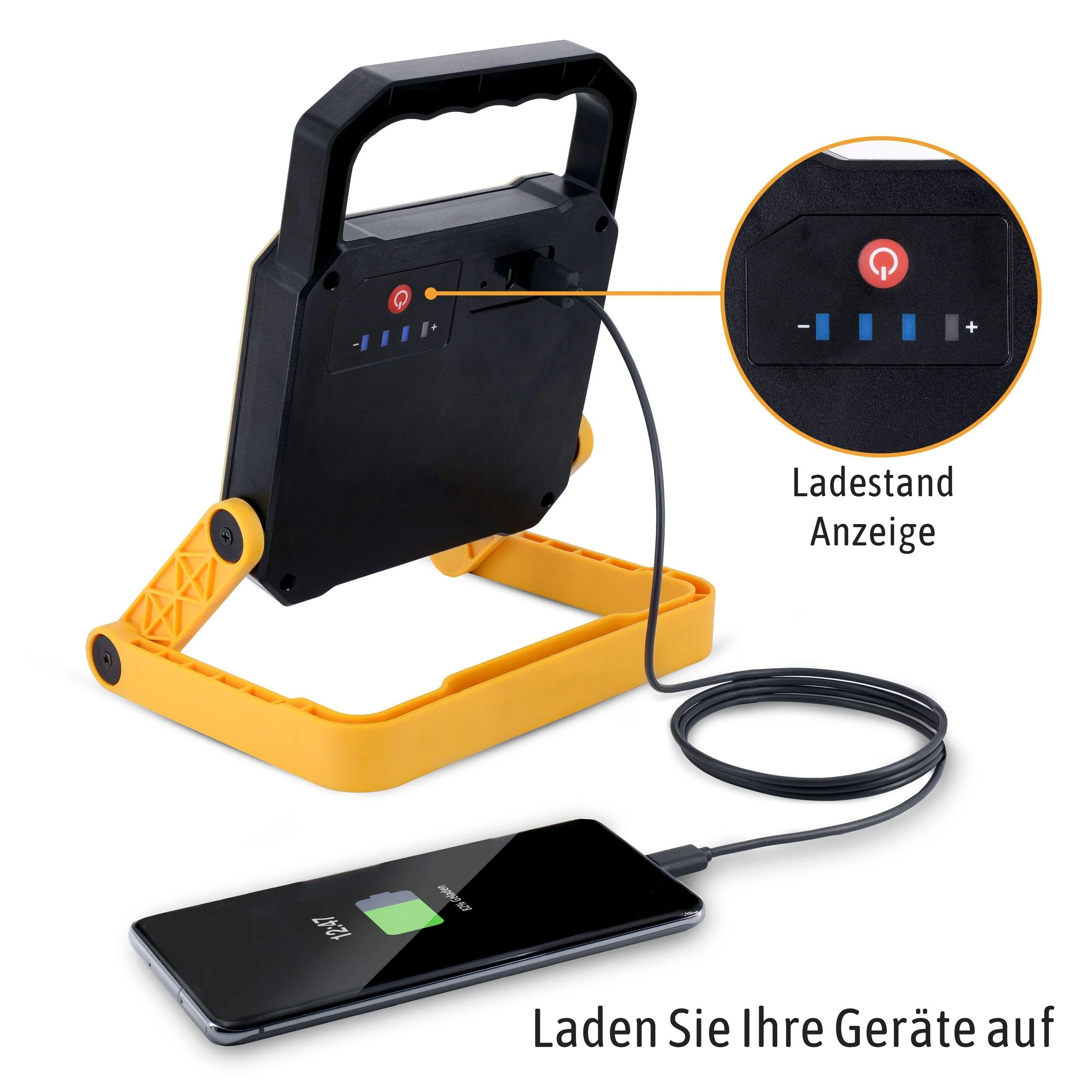 SSC-LUXON Akku-LED-Baustrahler 10W mit USB-Powerbank Gartenstrahler