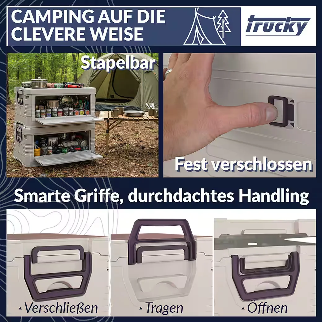 TRUCKY Faltbox 35 L Klappbox Klappkiste Camping 48x30x24 cm Beige