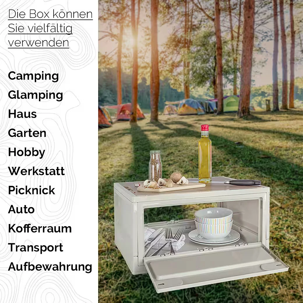 TRUCKY Faltbox 35 L Aufbewahrungsbox Camping beige 47x35x24 cm