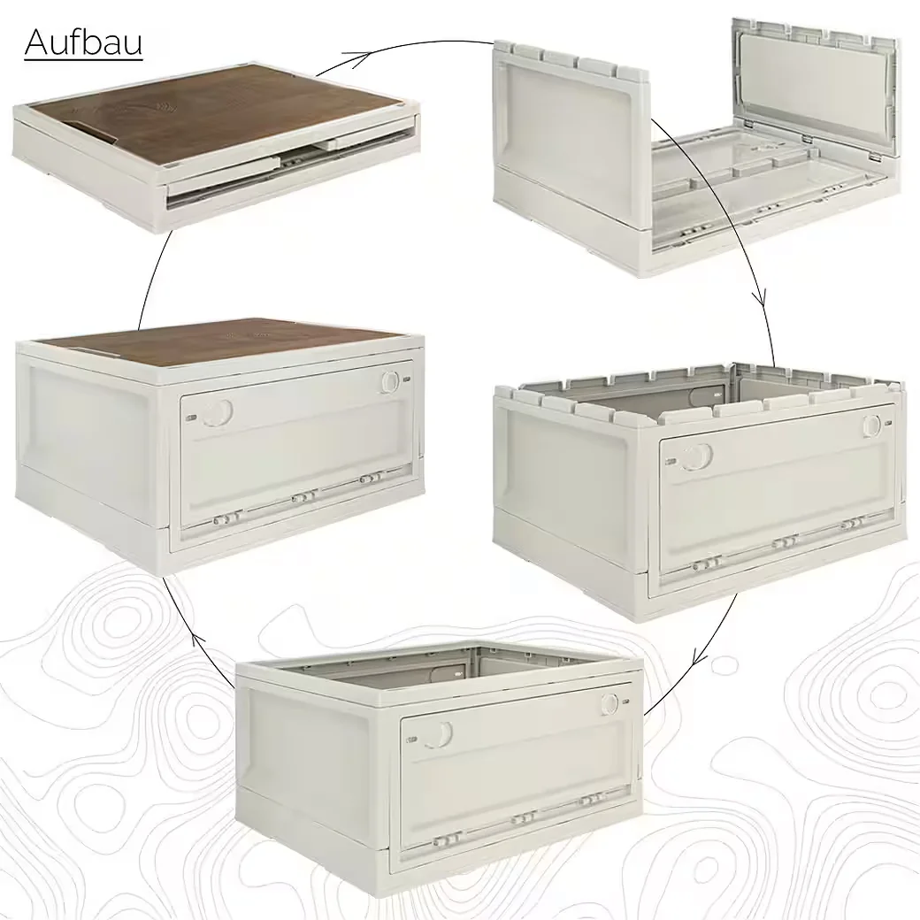 TRUCKY Faltbox 35 L Aufbewahrungsbox Camping beige 47x35x24 cm