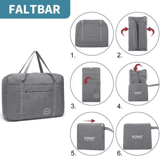 KONO Reisetasche Damen faltbar Handgepäck wasserdicht