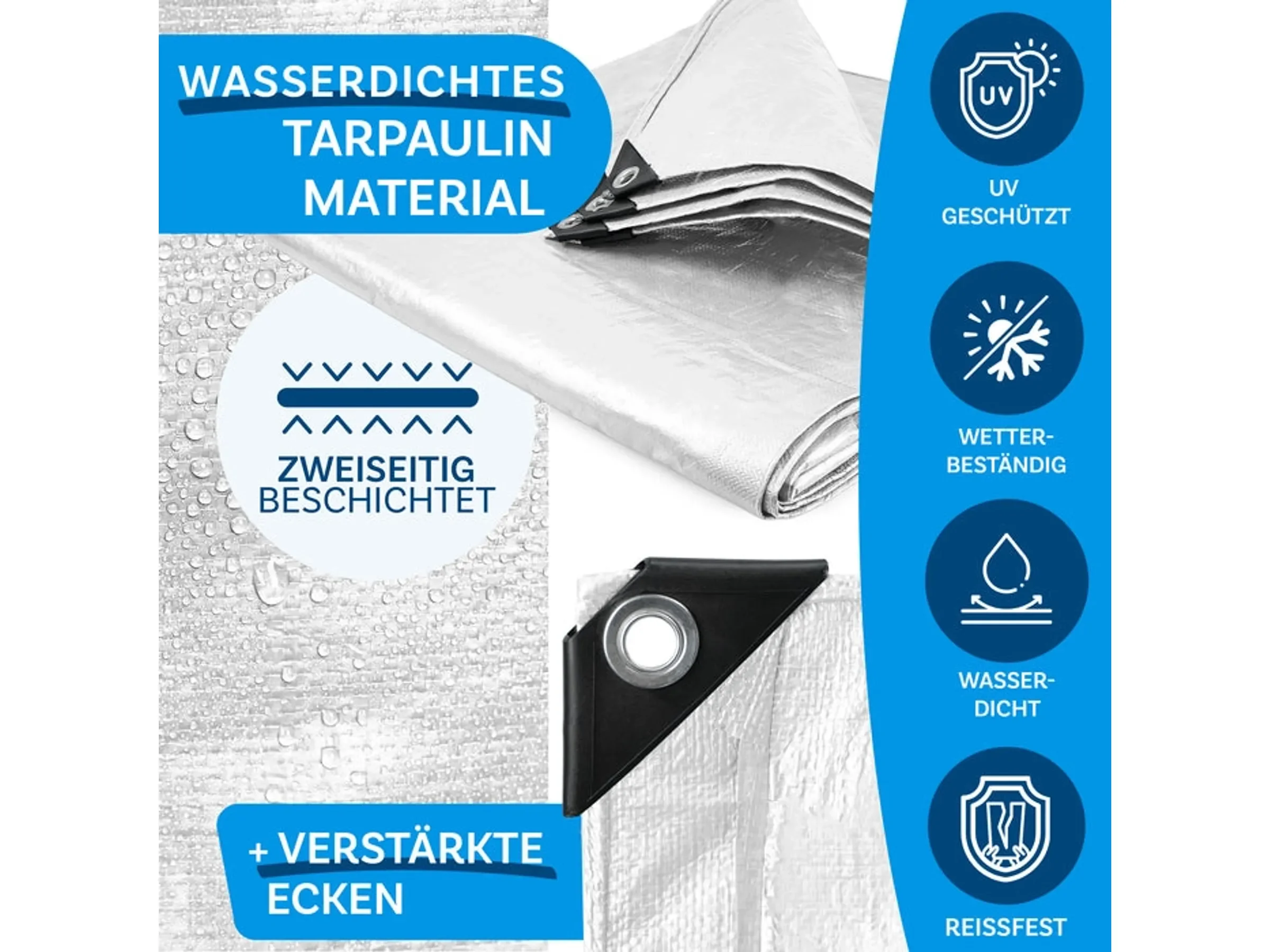 KARAT Abdeckplane wasserdicht mit Ösen 140 g/m² 6x8 m Weiß