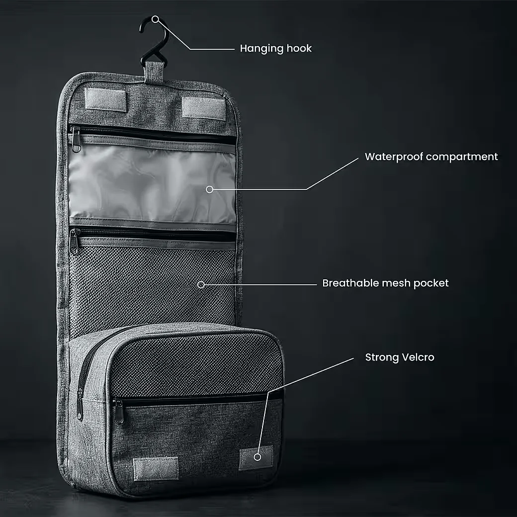 NILS CAMP Kulturtasche Reise-Kosmetiktasche Waschtasche grau