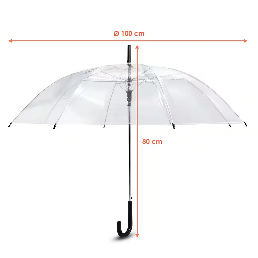 Spetebo Regenschirm Wanderstock transparent 100 cm mit Druckknopf