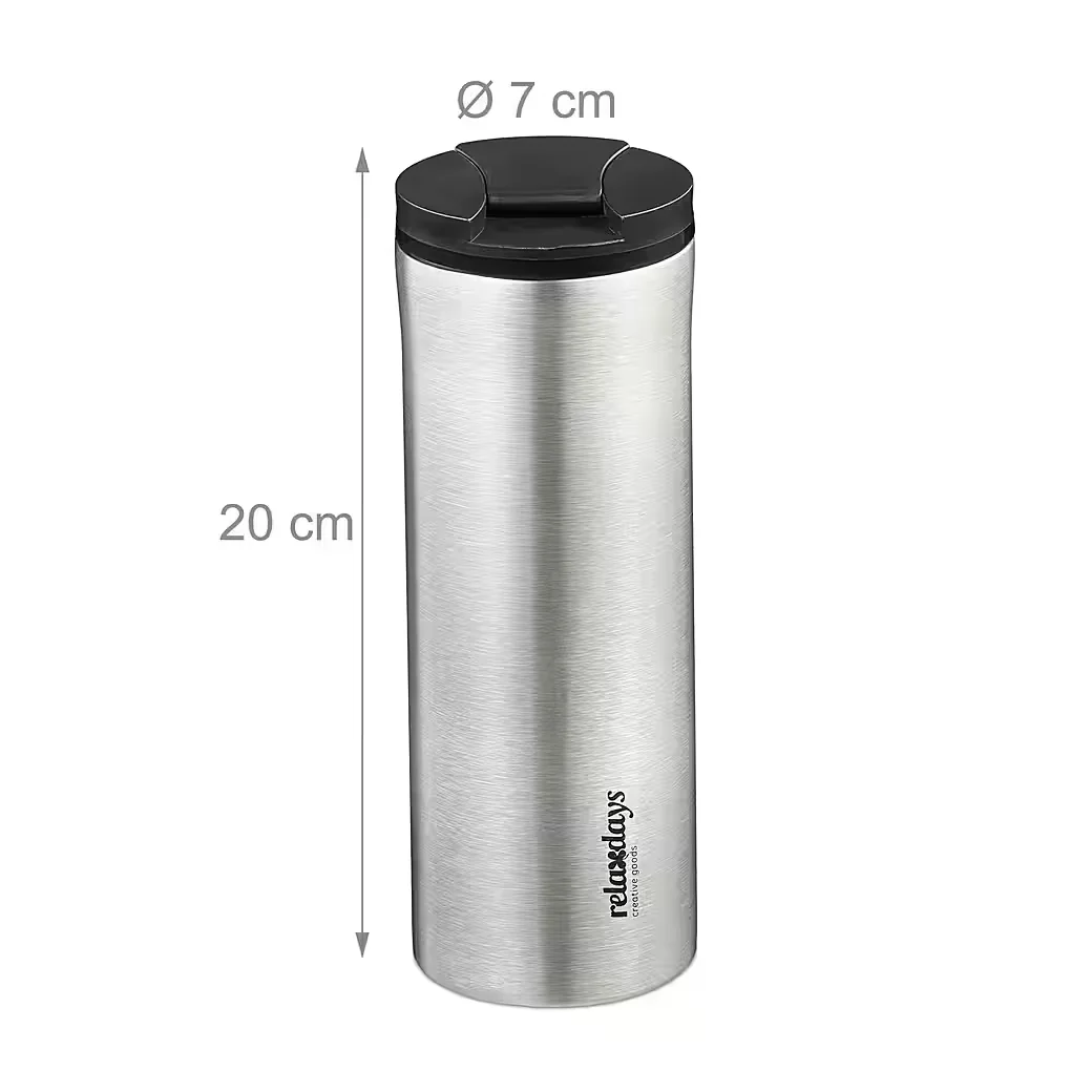 Relaxdays Thermobecher Edelstahl 400 ml Isolierbecher to go