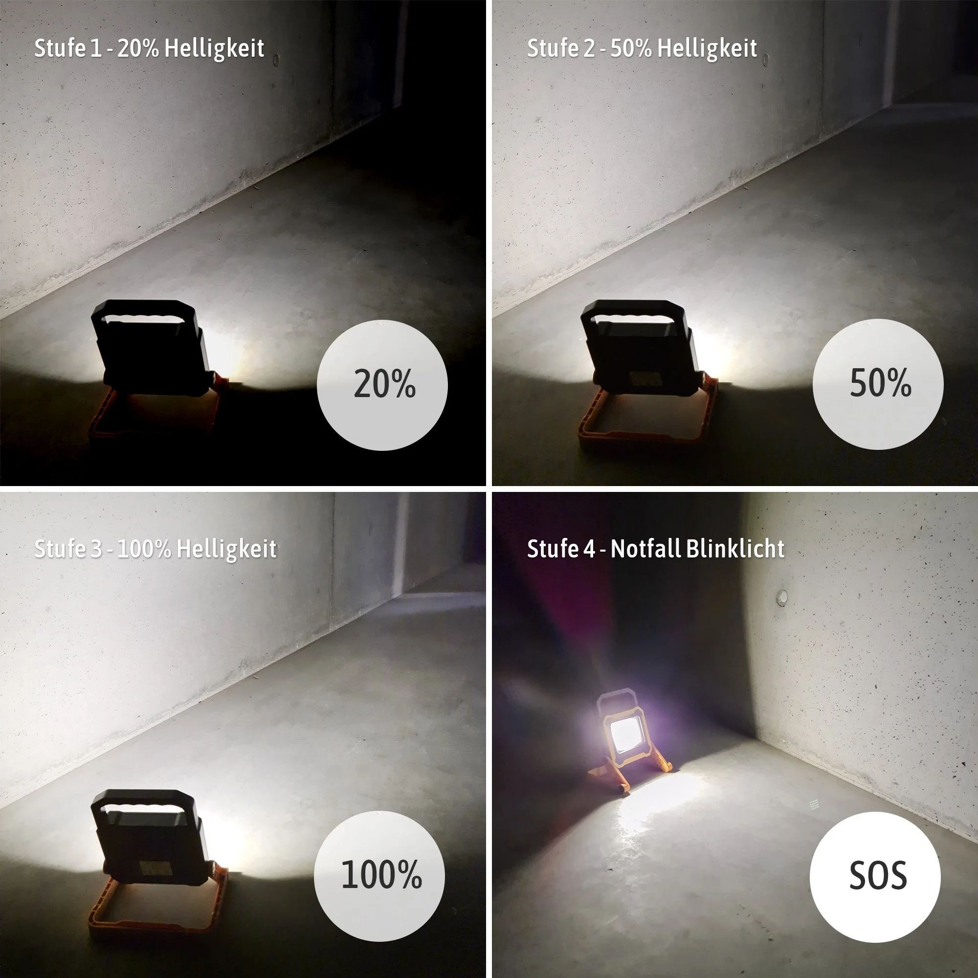 SSC-LUXON Akku-LED-Baustrahler 10W mit USB-Powerbank Gartenstrahler