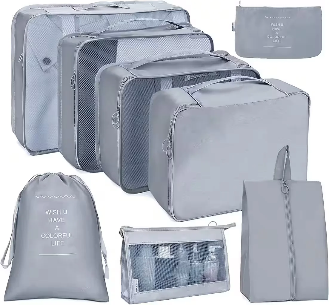 FELIXLEO Packing Cubes 8-teilig Reise Set wasserdicht grau