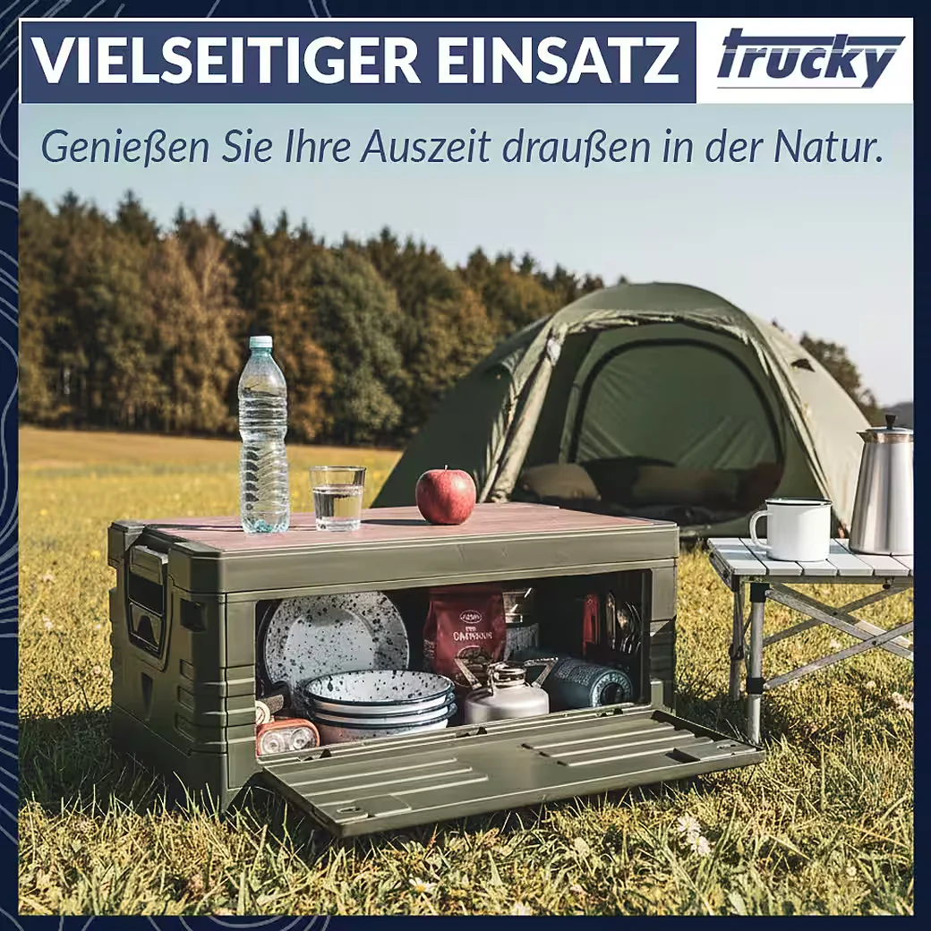 TRUCKY Faltbox 45 L Klappbox Klappkiste Camping 53x36x29 cm Grün