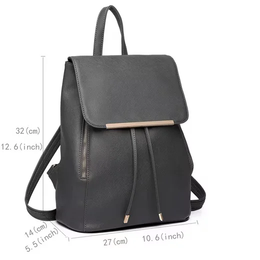 MISS LULU Damen Cityrucksack aus Kunstleder mit Rolltop