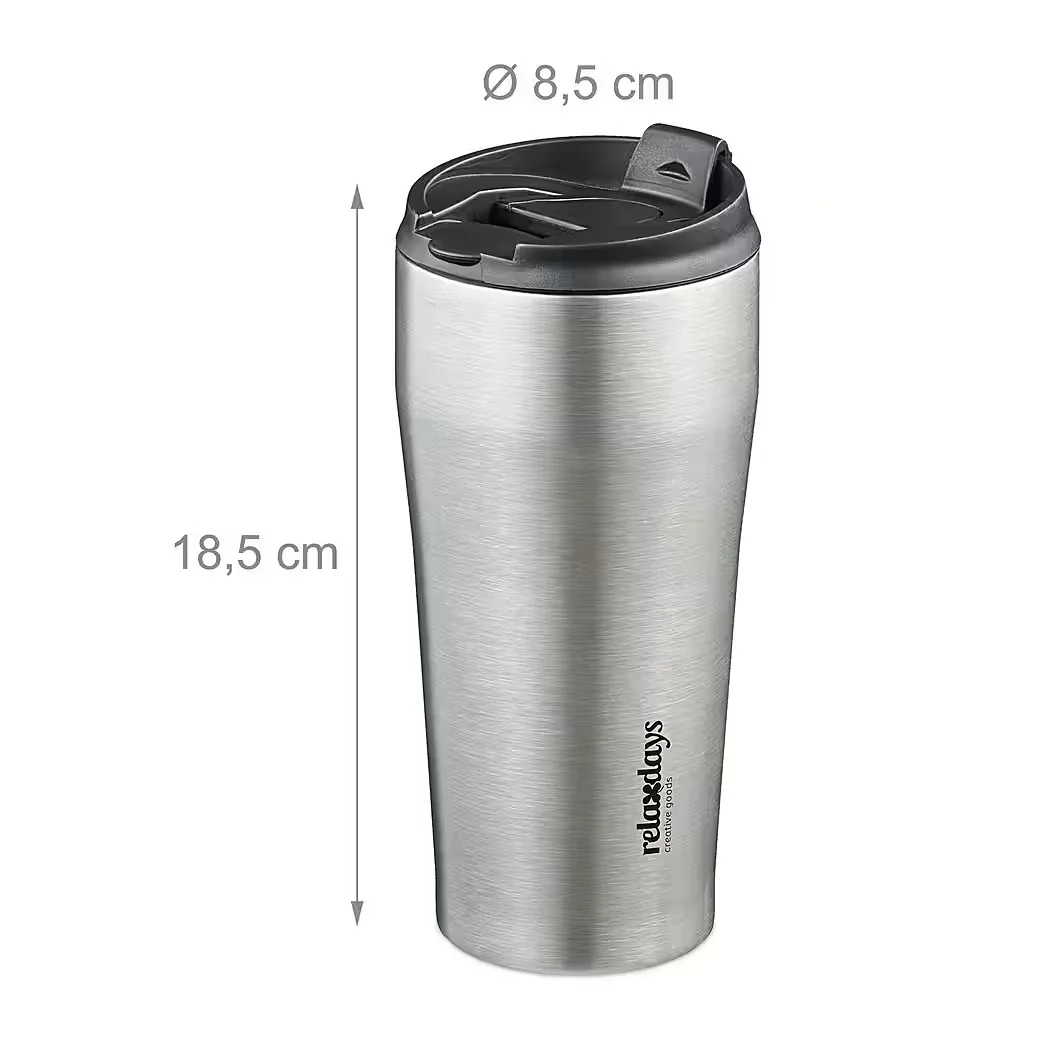 Relaxdays Thermobecher Edelstahl 400 ml isoliert To Go