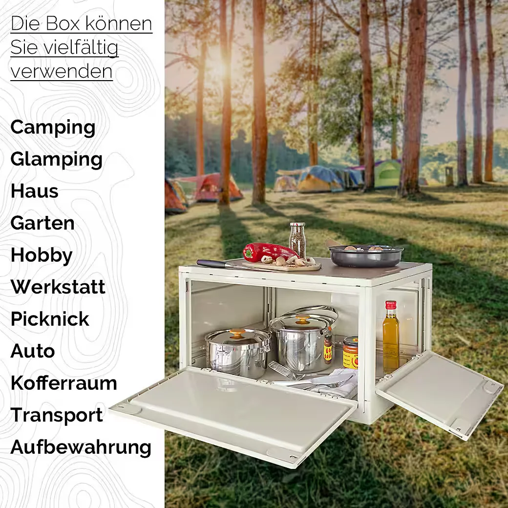 TRUCKY Faltbox 75 L Klappbox für Camping faltbar 59x41x34 cm Beige