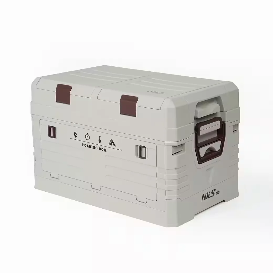 NILS CAMP Aufbewahrungsbox 50L klappbar 2in1 Campingbox mit Fächern