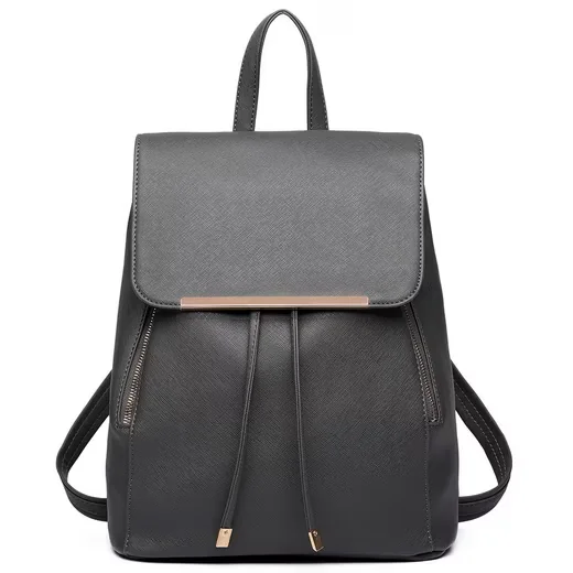 MISS LULU Damen Cityrucksack aus Kunstleder mit Rolltop