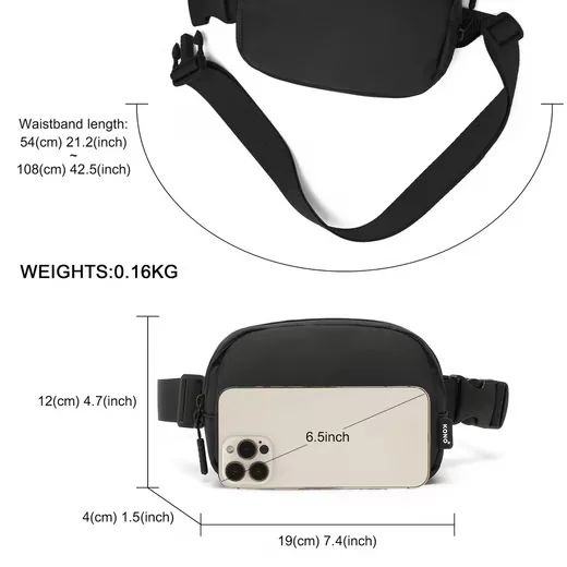 KONO Gürteltasche wasserabweisend verstellbar Reise Bauchtasche