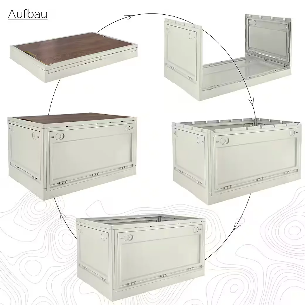 TRUCKY Faltbox 75 L Klappbox für Camping faltbar 59x41x34 cm Beige