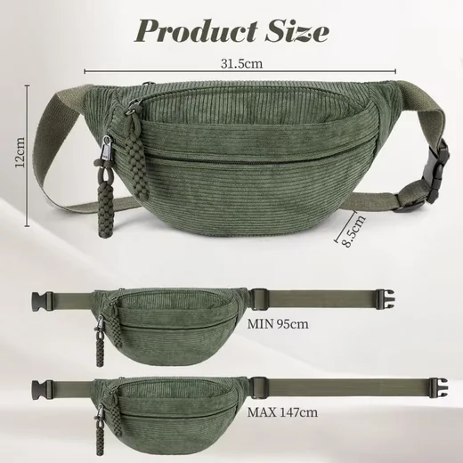 LUXUSKOLLEKTION Bauchtasche Damen aus Cord Gürteltasche Crossbody