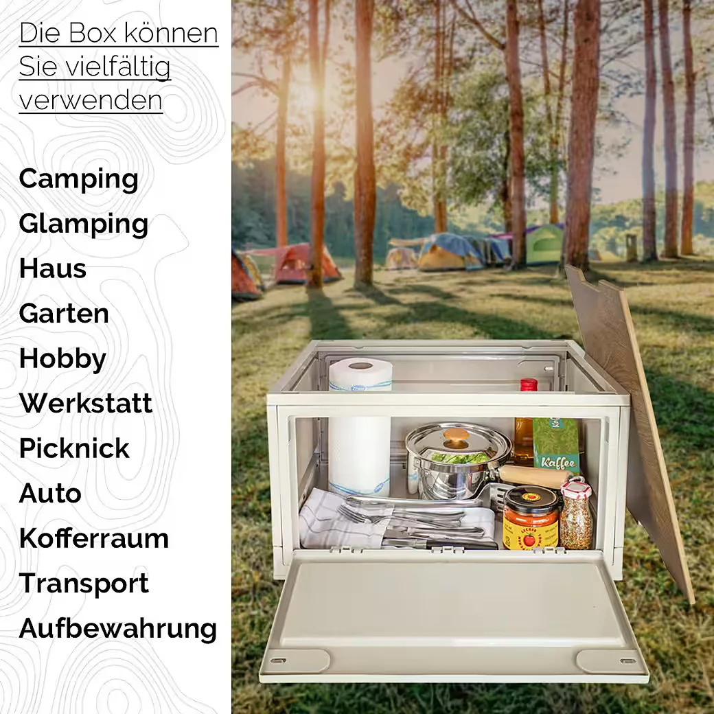 TRUCKY Faltbox Klappbox 45 L Camping 50x35x29 cm Beige