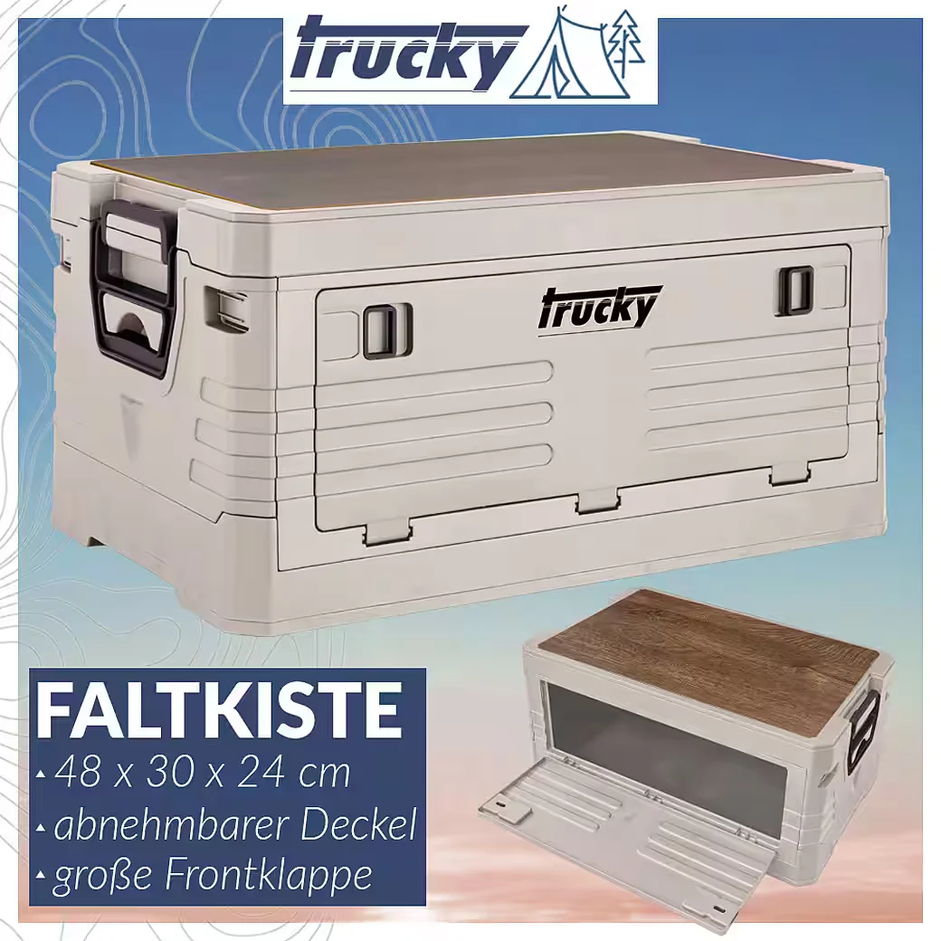TRUCKY Faltbox 35 L Klappbox Klappkiste Camping 48x30x24 cm Beige