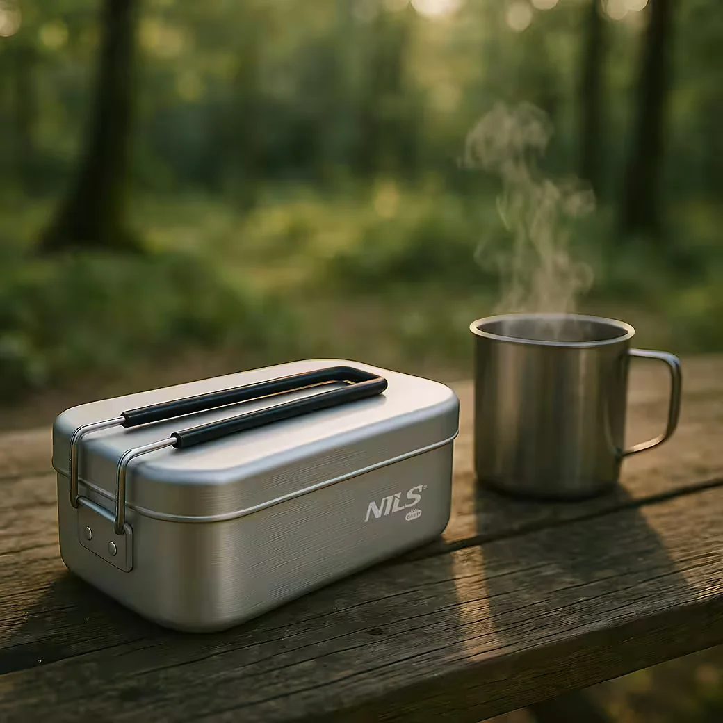 NILS CAMP Camping Aluminium Lunchbox 800 ml zum Kochen und Aufbewahren