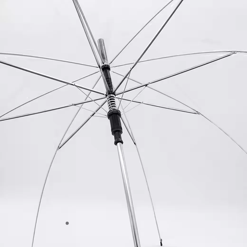 Spetebo Regenschirm Wanderstock transparent 100 cm mit Druckknopf