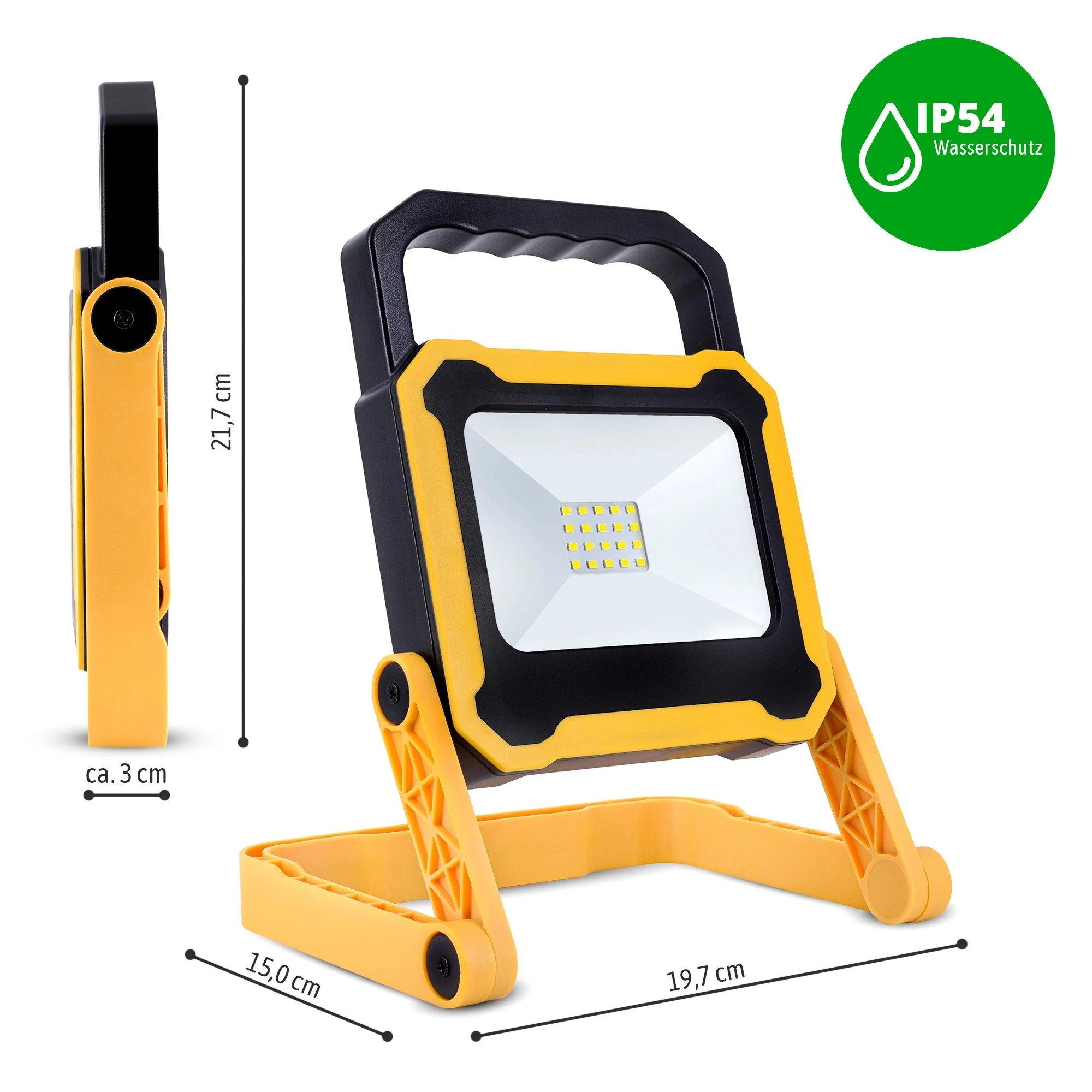 SSC-LUXON Akku-LED-Baustrahler 10W mit USB-Powerbank Gartenstrahler