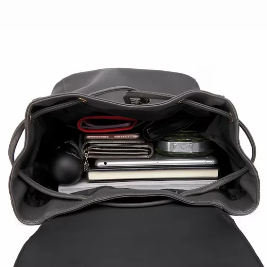 MISS LULU Damen Cityrucksack aus Kunstleder mit Rolltop