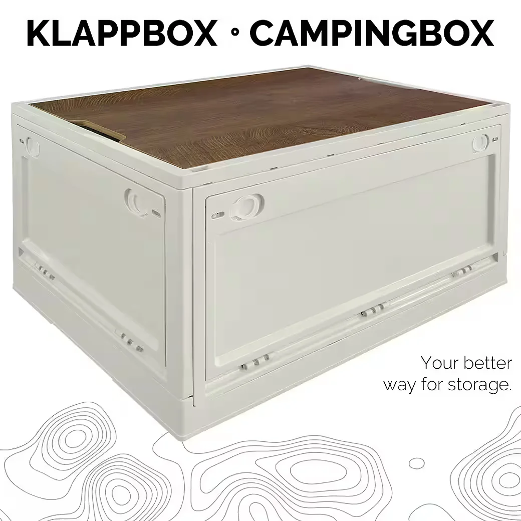 TRUCKY Faltbox 75 L Klappbox für Camping faltbar 59x41x34 cm Beige