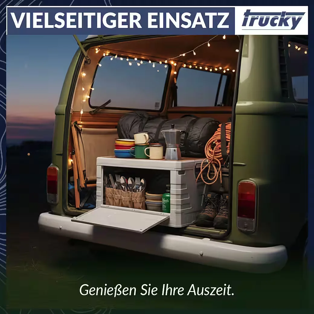 TRUCKY Faltbox 75 L Klappkiste Camping 58 x 40 x 33 cm Beige