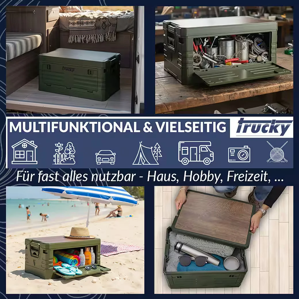 TRUCKY Faltbox 45 L Klappbox Klappkiste Camping 53x36x29 cm Grün