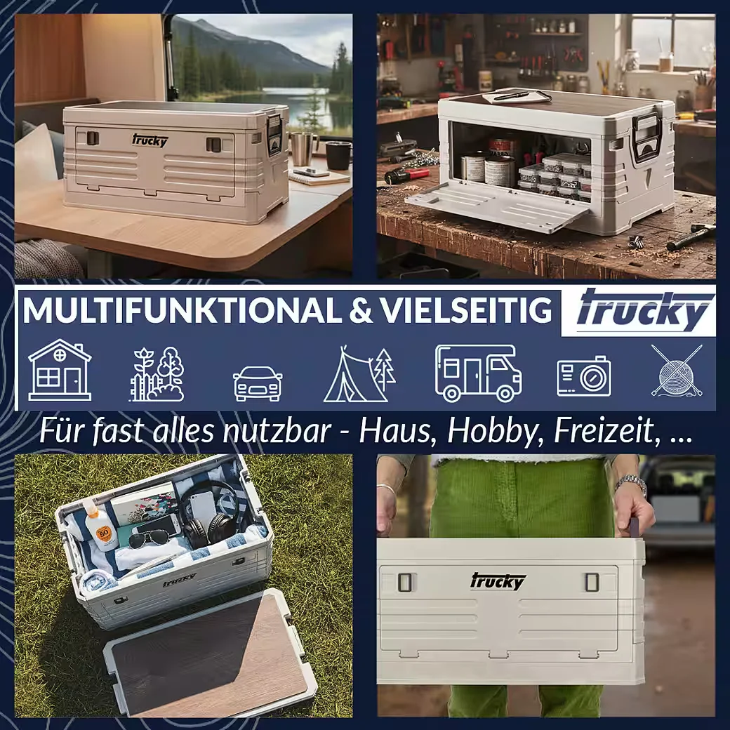 TRUCKY Faltbox 35 L Klappbox Klappkiste Camping 48x30x24 cm Beige