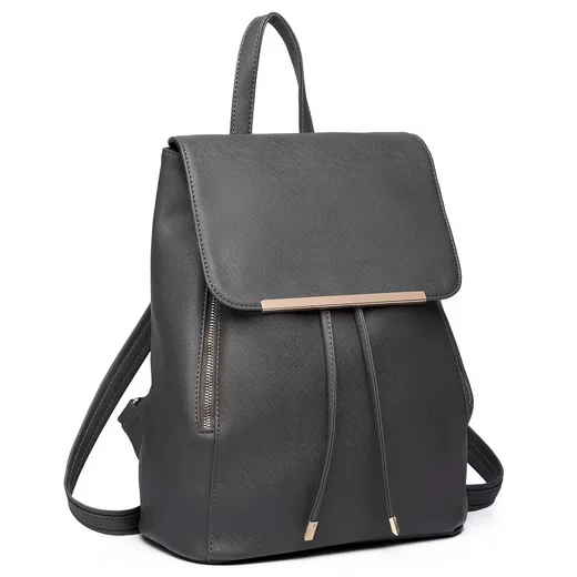 MISS LULU Damen Cityrucksack aus Kunstleder mit Rolltop
