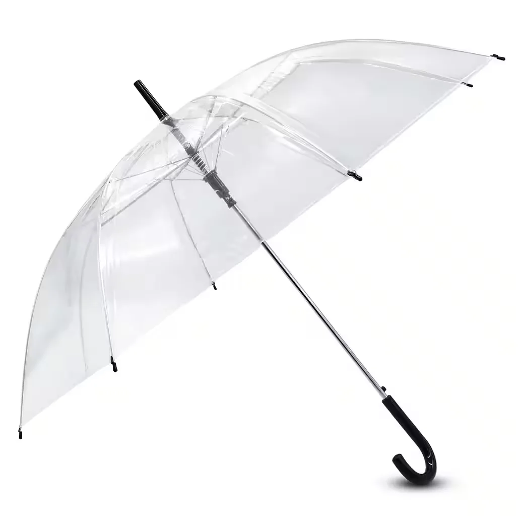 Spetebo Regenschirm Wanderstock transparent 100 cm mit Druckknopf