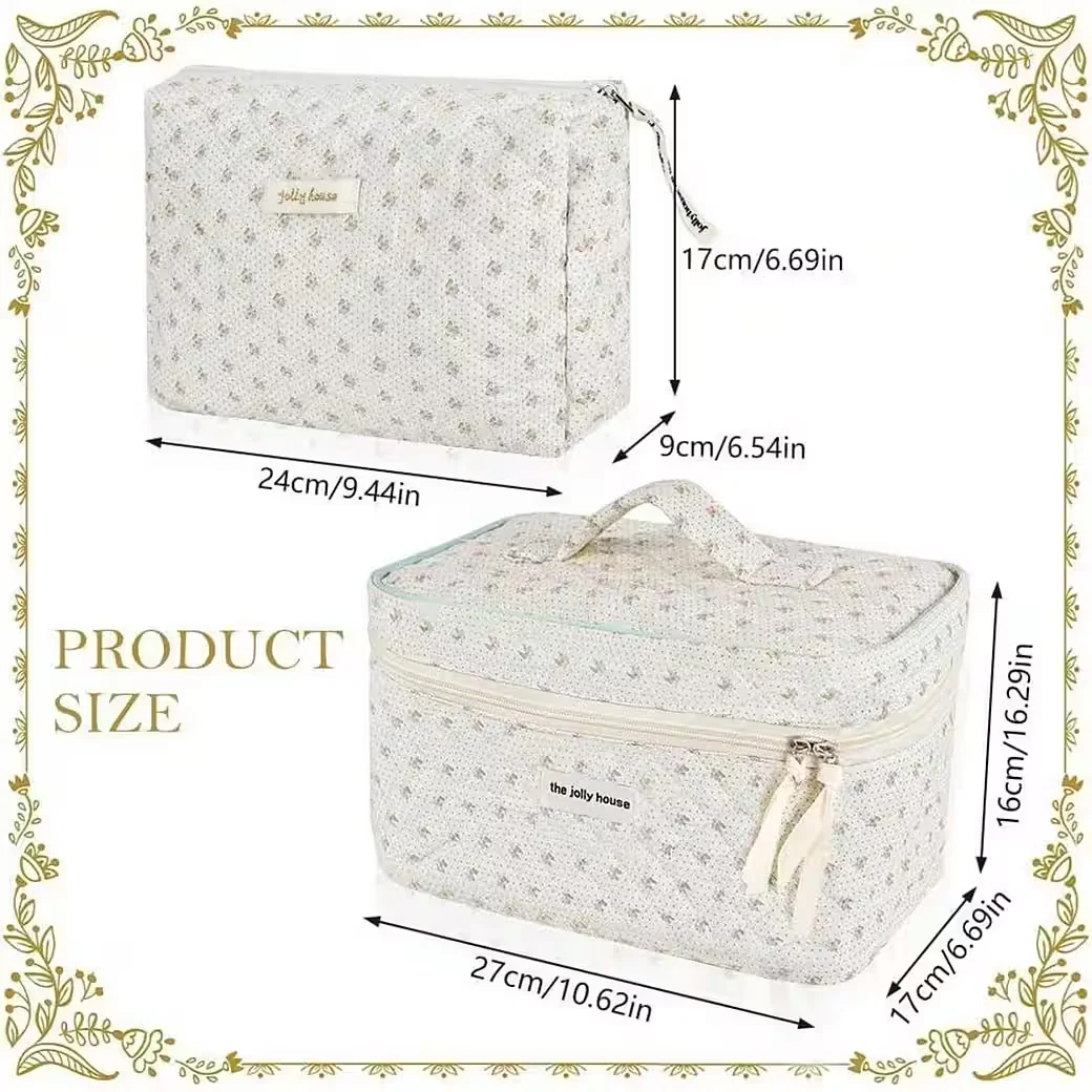 AUCUU Kosmetiktasche groß Damen Reise Make up Tasche Blumenmuster